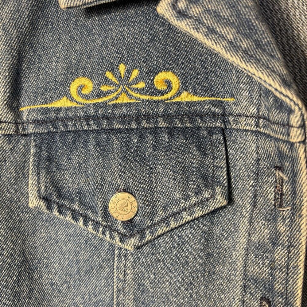 Apache West Wanted Threads Vintage Denim Jean Embroidered Cropped Vest, SZ Large - Picture 4 of 10